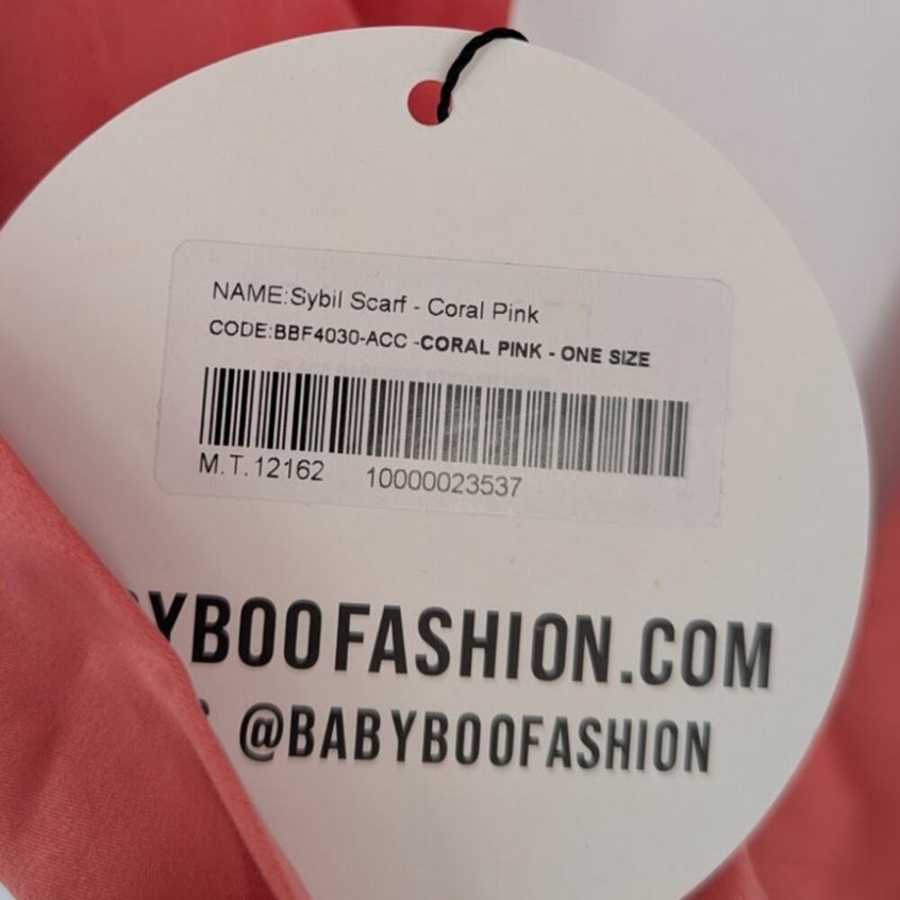 Babyboo Sybil Coral Pink Long Skinny Scarf One Size NWT - Picture 3 of 3